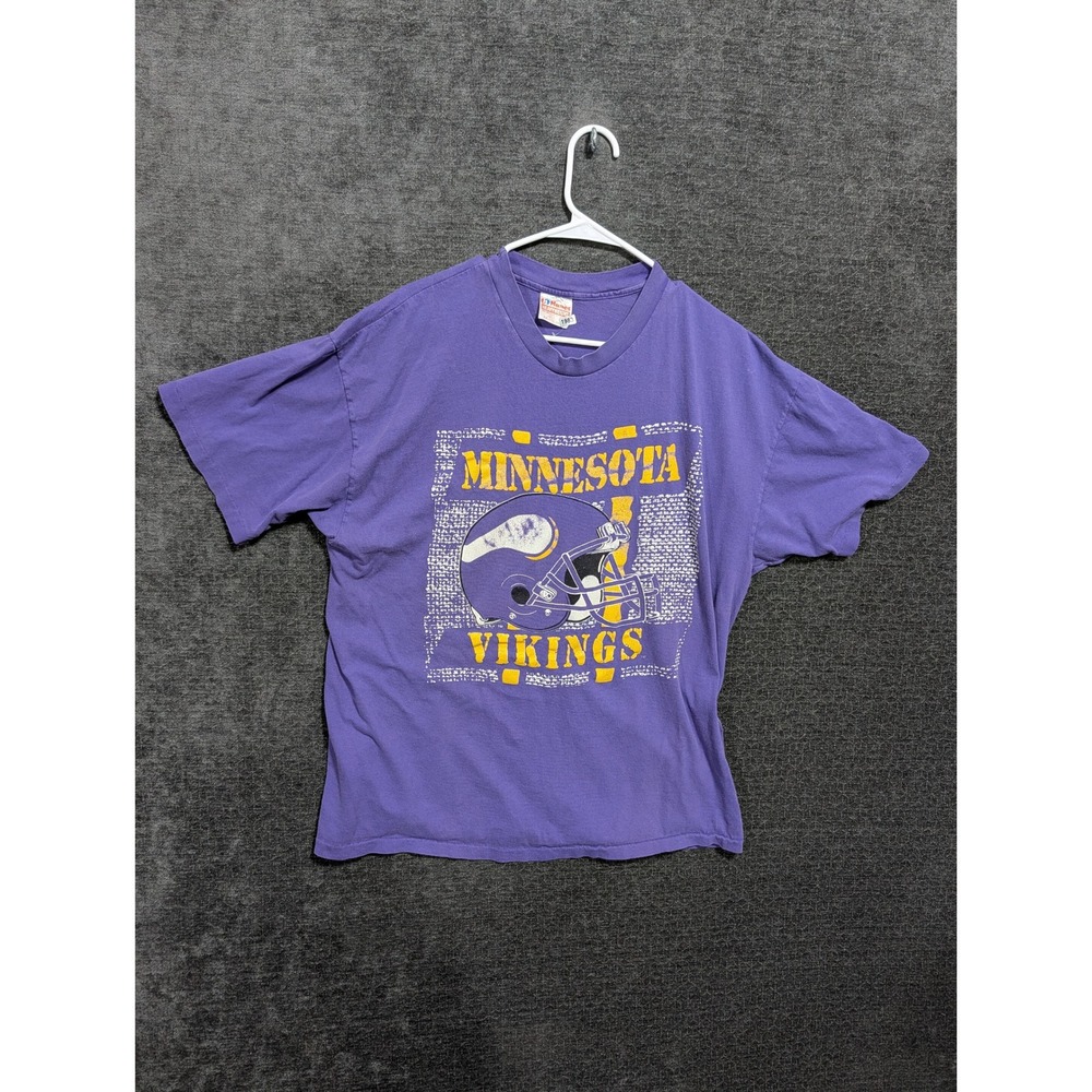 Vintage Minnesota Vikings Hanes Heavyweight T-Shirt Purple Single Stitch XXL